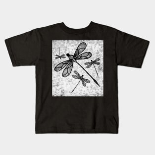 Beautiful dragonflies in black and white Kids T-Shirt